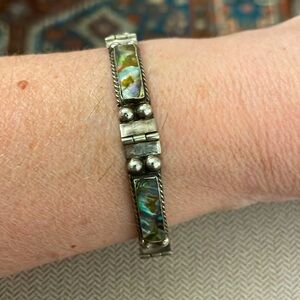 Vintage silver abalone bracelet Mexico
